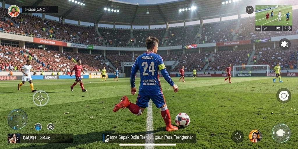 Tampilan gameplay menarik dari 3446 dengan aksi sepak bola yang seru.