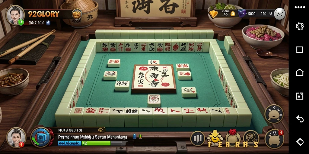 Tampilan menarik dari gameplay Mahjong di 92GLORY.