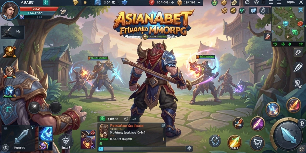 Screenshot gameplay ASIANABET menunjukkan pertarungan epik di dunia fantastik.