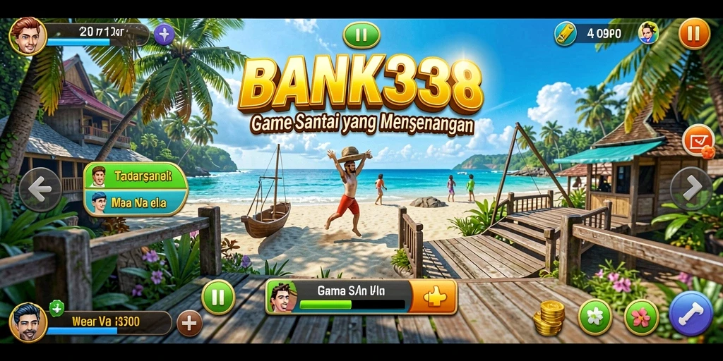Screenshot utama BANK338 menunjukkan gameplay yang seru dan interaktif.