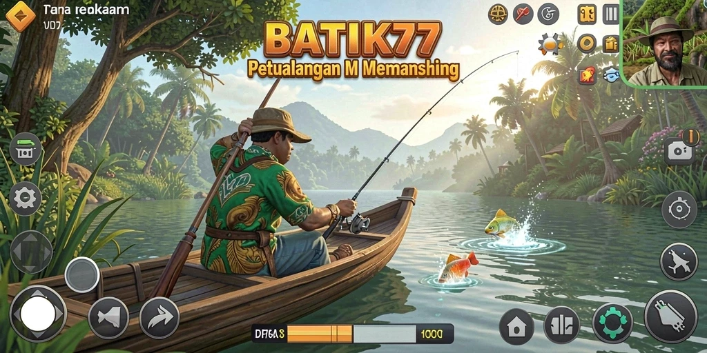 Screenshot gameplay BATIK77 yang menampilkan keseruan memancing di berbagai lokasi.