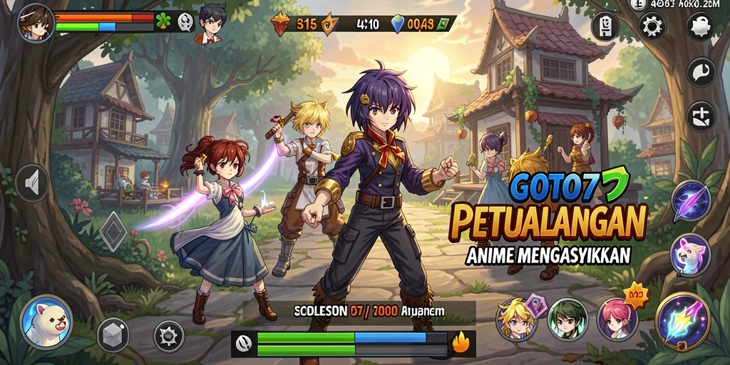 Tampilan gameplay menawan dari GOTO77 dengan karakter anime yang unik.