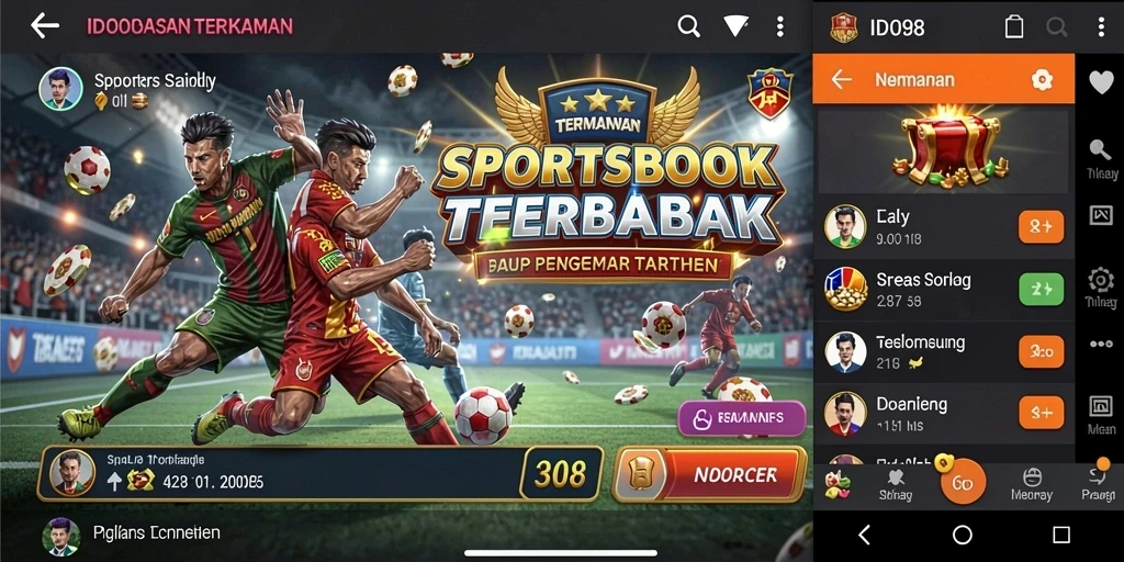 Tampilan utama ID098 menampilkan fitur taruhan olahraga yang lengkap.
