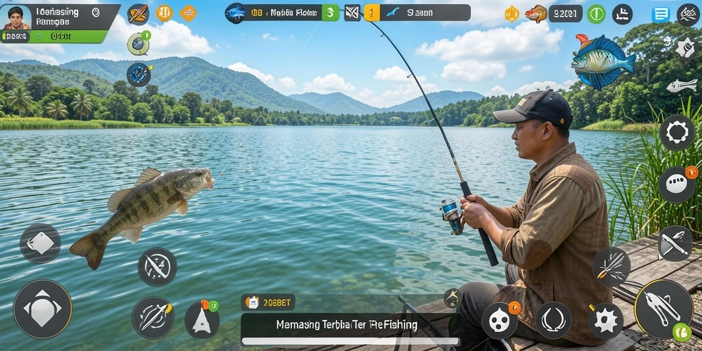 Screenshot gameplay IDEBET menghadirkan aksi memancing yang seru.