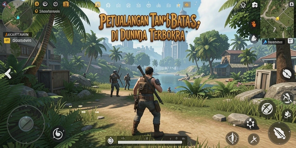 Screenshot gameplay JAKARTAWIN menampilkan dunia terbuka yang menakjubkan.