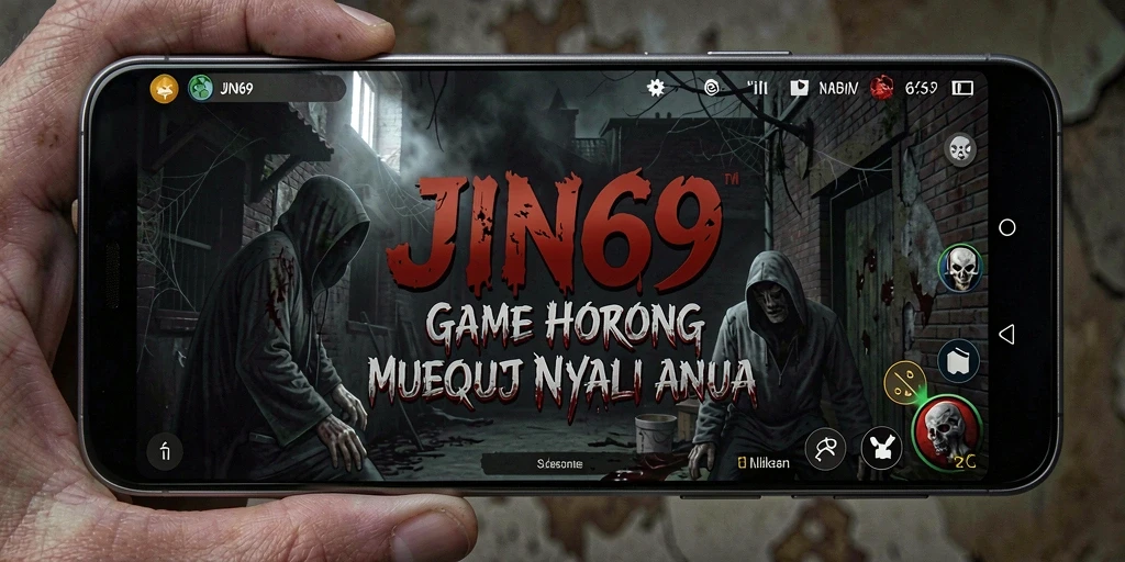 Screenshot menampilkan suasana horor yang mencekam dalam gameplay JIN69.