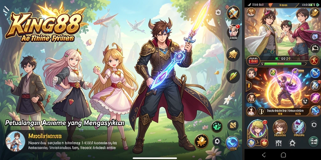 Tampilan gameplay KING88 yang menakjubkan dengan karakter Anime beraksi.