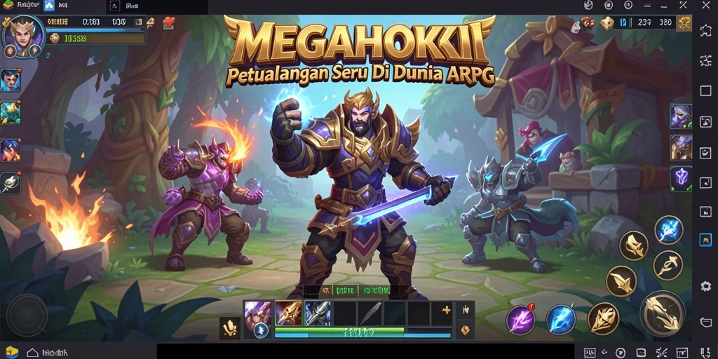 Screenshot MEGAHOKI yang menunjukkan pertempuran seru dalam gameplay ARPG.