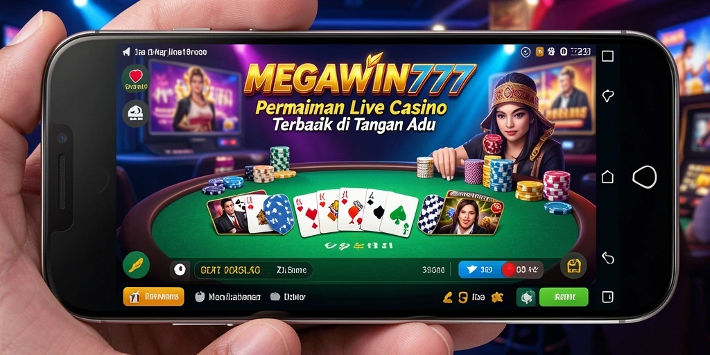 Screenshot <strong>MEGAWIN777</strong> menampilkan dealer langsung dan suasana kasino yang menegangkan.