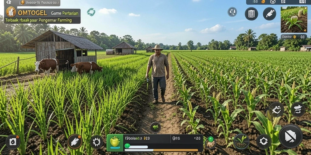 Tampilan gameplay seru dari OMTOGEL yang menggambarkan pertanian.