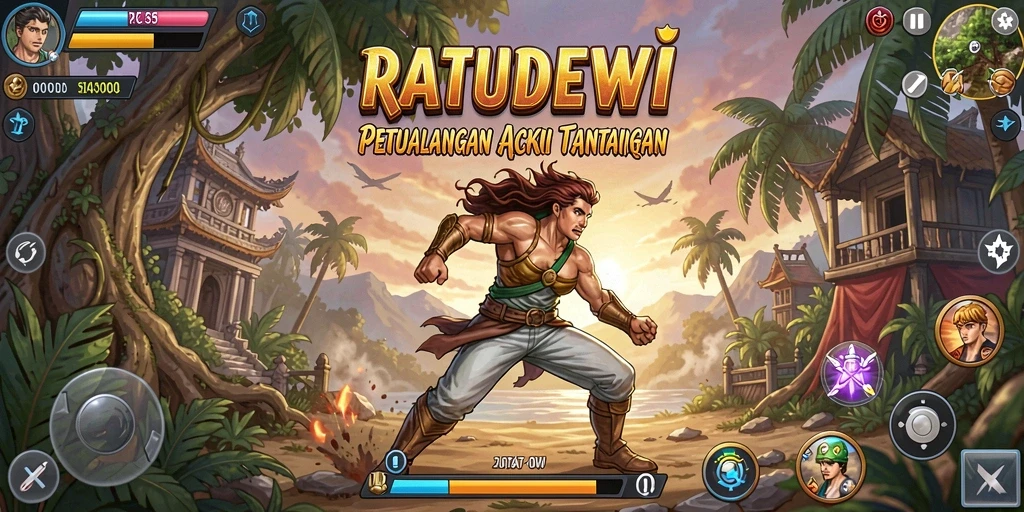 Tampilan permainan penuh aksi di RATUDEWI yang mendebarkan.