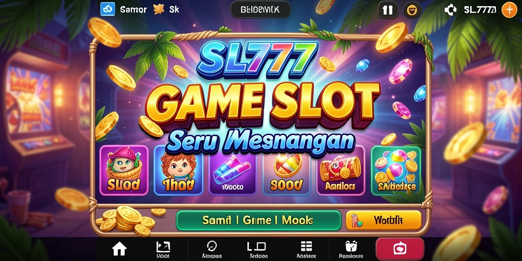 Screenshot gameplay <strong>SL777</strong> dengan tampilan mengesankan dari gulungan Slot.